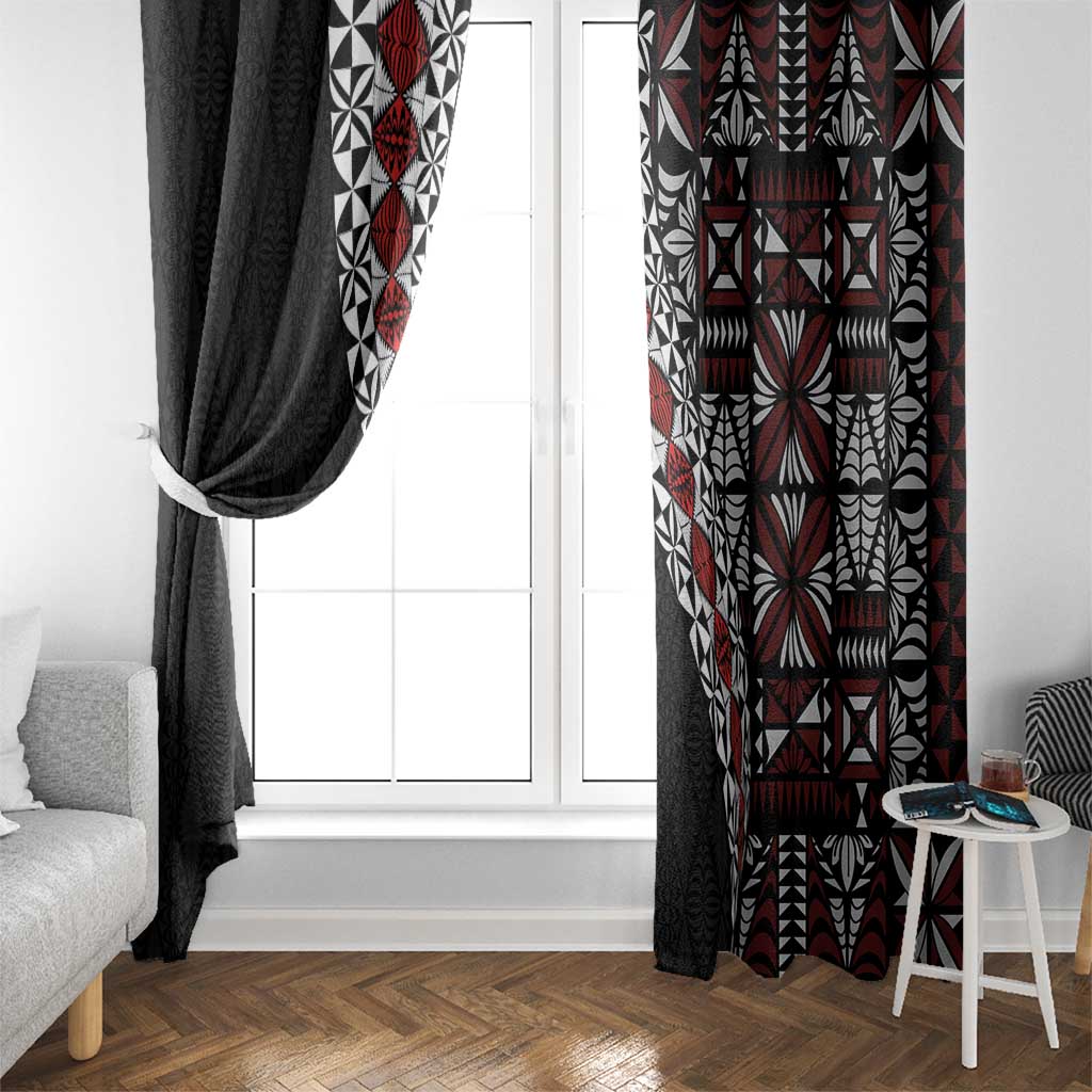 Tonga Ngatu Art Tattoo Polynesian Window Curtain LT03 - Polynesian Pride