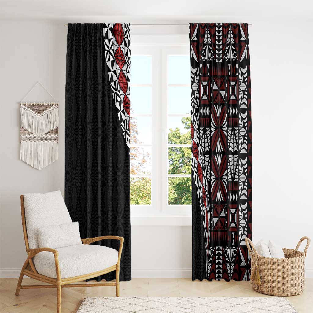 Tonga Ngatu Art Tattoo Polynesian Window Curtain LT03 - Polynesian Pride