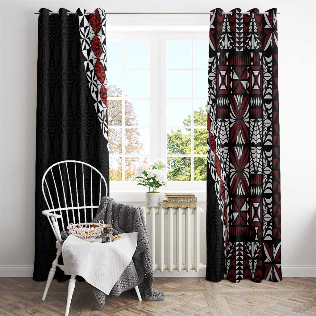 Tonga Ngatu Art Tattoo Polynesian Window Curtain LT03 - Polynesian Pride