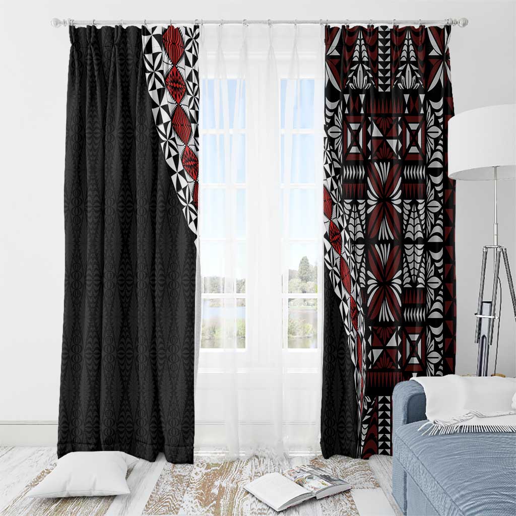 Tonga Ngatu Art Tattoo Polynesian Window Curtain LT03 - Polynesian Pride