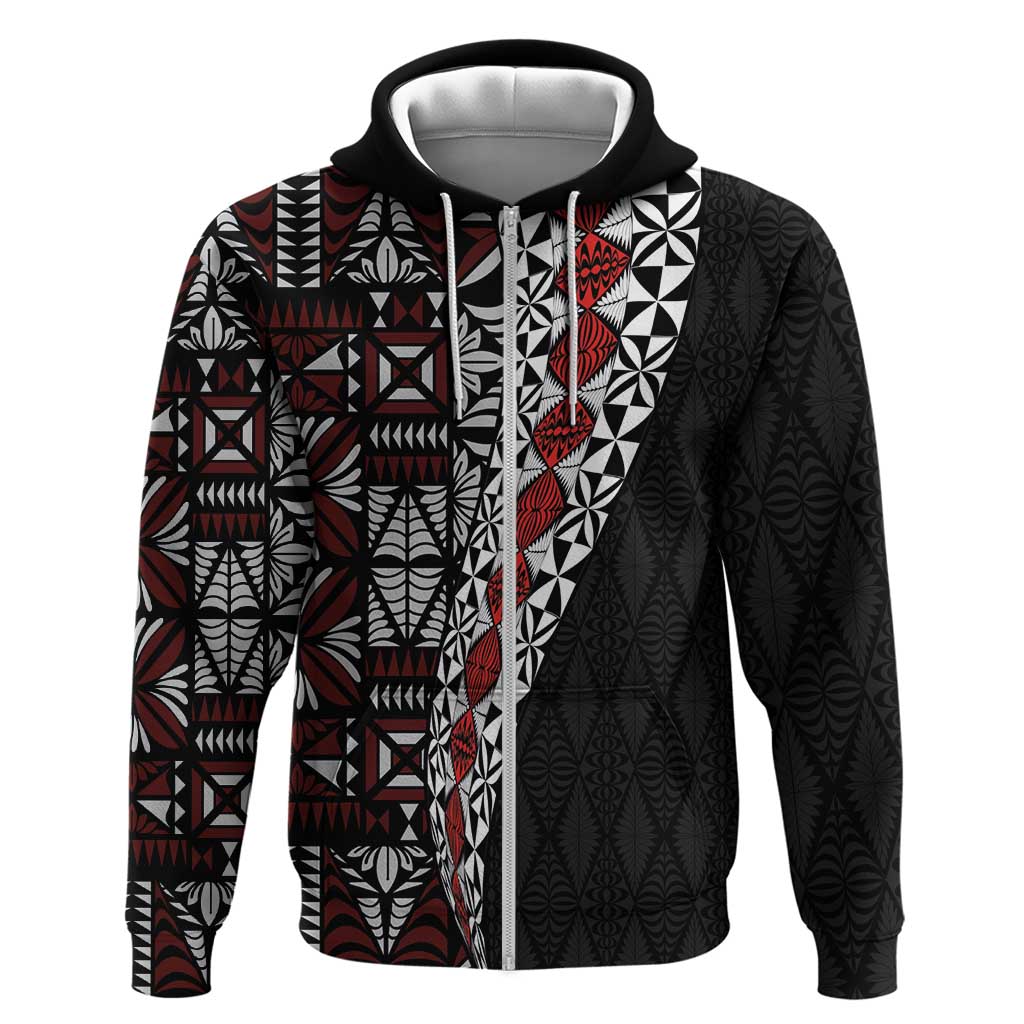Tonga Ngatu Art Tattoo Polynesian Zip Hoodie