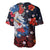 Hawaiian and Japanese Together Baseball Jersey Hibiscus and Koi Fish Polynesian Pattern Colorful Style