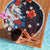 Hawaiian and Japanese Together Beach Blanket Hibiscus and Koi Fish Polynesian Pattern Colorful Style