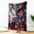 Hawaiian and Japanese Together Blanket Hibiscus and Koi Fish Polynesian Pattern Colorful Style