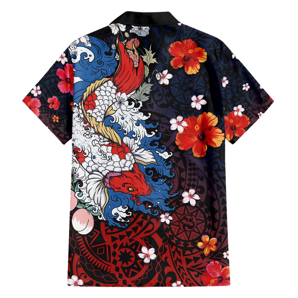 Hawaiian and Japanese Together Hawaiian Shirt Hibiscus and Koi Fish Polynesian Pattern Colorful Style LT03 - Polynesian Pride
