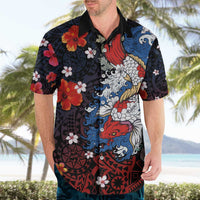 Hawaiian and Japanese Together Hawaiian Shirt Hibiscus and Koi Fish Polynesian Pattern Colorful Style LT03 - Polynesian Pride