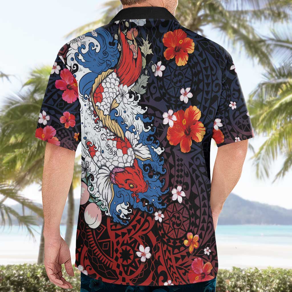 Hawaiian and Japanese Together Hawaiian Shirt Hibiscus and Koi Fish Polynesian Pattern Colorful Style LT03 - Polynesian Pride