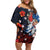 Hawaiian and Japanese Together Off Shoulder Short Dress Hibiscus and Koi Fish Polynesian Pattern Colorful Style