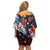 Hawaiian and Japanese Together Off Shoulder Short Dress Hibiscus and Koi Fish Polynesian Pattern Colorful Style