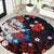 Hawaiian and Japanese Together Round Carpet Hibiscus and Koi Fish Polynesian Pattern Colorful Style