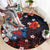 Hawaiian and Japanese Together Round Carpet Hibiscus and Koi Fish Polynesian Pattern Colorful Style