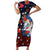 Hawaiian and Japanese Together Short Sleeve Bodycon Dress Hibiscus and Koi Fish Polynesian Pattern Colorful Style