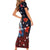 Hawaiian and Japanese Together Short Sleeve Bodycon Dress Hibiscus and Koi Fish Polynesian Pattern Colorful Style