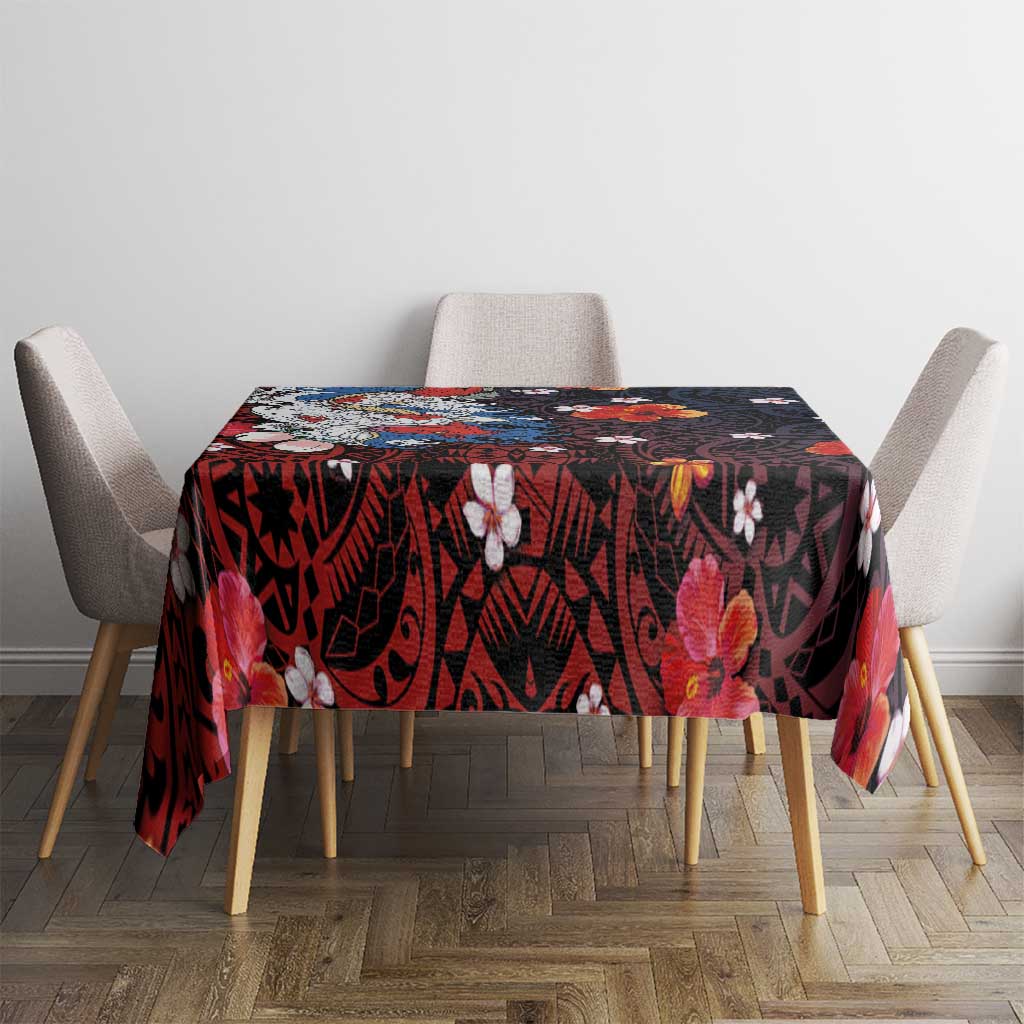 Hawaiian and Japanese Together Tablecloth Hibiscus and Koi Fish Polynesian Pattern Colorful Style LT03 - Polynesian Pride