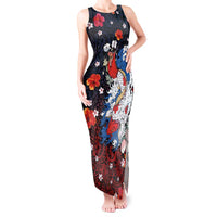 Hawaiian and Japanese Together Tank Maxi Dress Hibiscus and Koi Fish Polynesian Pattern Colorful Style LT03 Women Red - Polynesian Pride