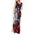 Hawaiian and Japanese Together Tank Maxi Dress Hibiscus and Koi Fish Polynesian Pattern Colorful Style