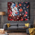 Hawaiian and Japanese Together Tapestry Hibiscus and Koi Fish Polynesian Pattern Colorful Style