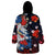 Hawaiian and Japanese Together Wearable Blanket Hoodie Hibiscus and Koi Fish Polynesian Pattern Colorful Style
