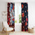 Hawaiian and Japanese Together Window Curtain Hibiscus and Koi Fish Polynesian Pattern Colorful Style