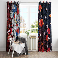 Hawaiian and Japanese Together Window Curtain Hibiscus and Koi Fish Polynesian Pattern Colorful Style LT03 - Polynesian Pride