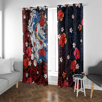 Hawaiian and Japanese Together Window Curtain Hibiscus and Koi Fish Polynesian Pattern Colorful Style LT03 With Grommets Red - Polynesian Pride