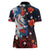 Hawaiian and Japanese Together Women Polo Shirt Hibiscus and Koi Fish Polynesian Pattern Colorful Style