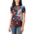 Hawaiian and Japanese Together Women Polo Shirt Hibiscus and Koi Fish Polynesian Pattern Colorful Style