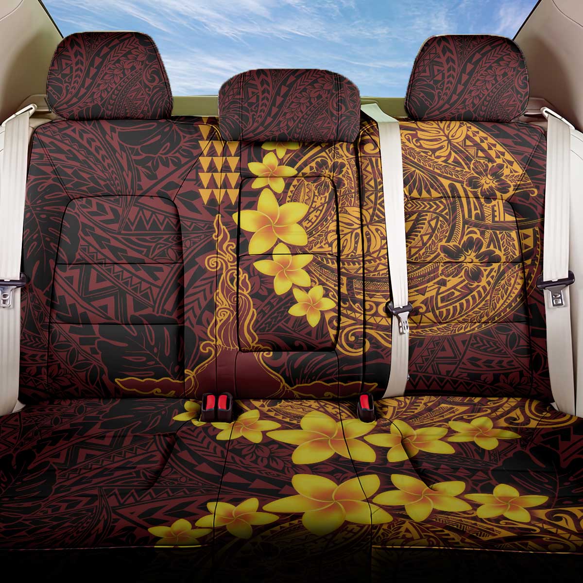 Hawaii Volcano Back Car Seat Cover Polynesian and Kakau Pattern