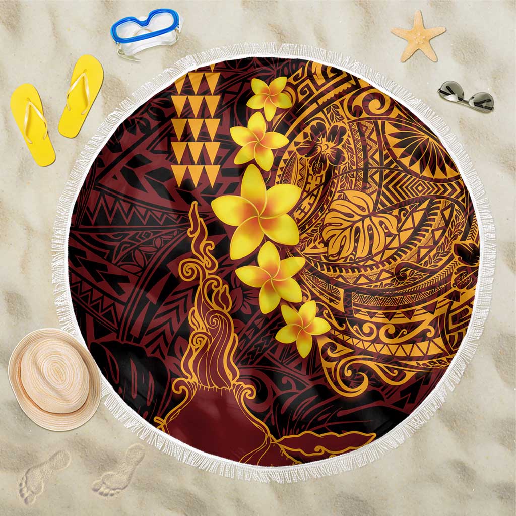 Hawaii Volcano Beach Blanket Polynesian and Kakau Pattern LT03 One Size 150cm Red - Polynesian Pride