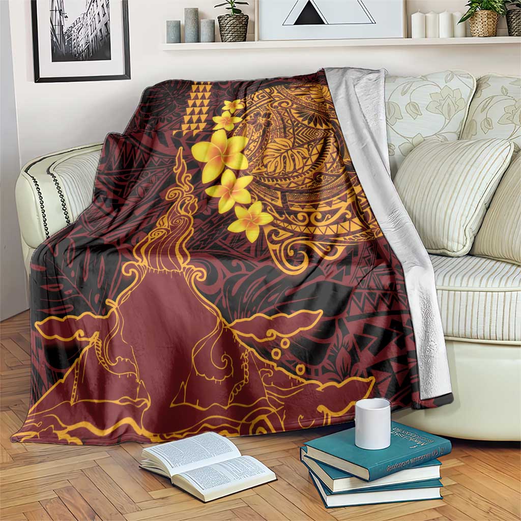 Hawaii Volcano Blanket Polynesian and Kakau Pattern