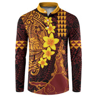 Hawaii Volcano Button Sweatshirt Polynesian and Kakau Pattern LT03 Red - Polynesian Pride