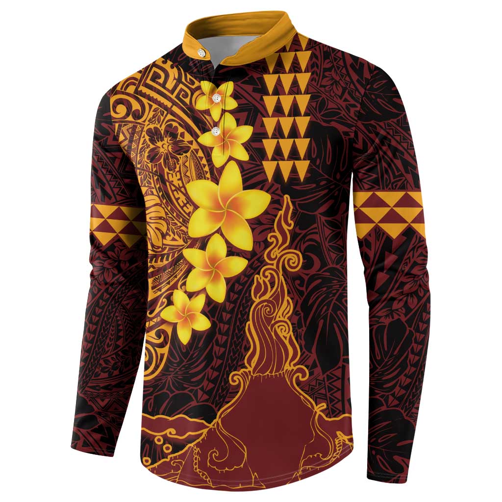 Hawaii Volcano Button Sweatshirt Polynesian and Kakau Pattern LT03 - Polynesian Pride