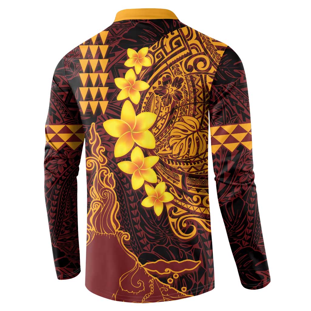 Hawaii Volcano Button Sweatshirt Polynesian and Kakau Pattern LT03 - Polynesian Pride
