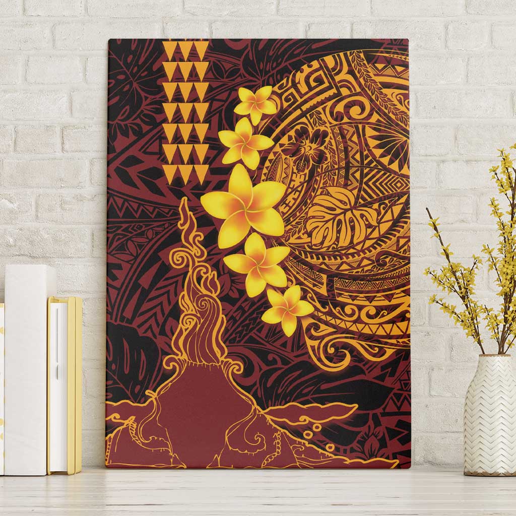 Hawaii Volcano Canvas Wall Art Polynesian and Kakau Pattern LT03 Without Frame Red - Polynesian Pride