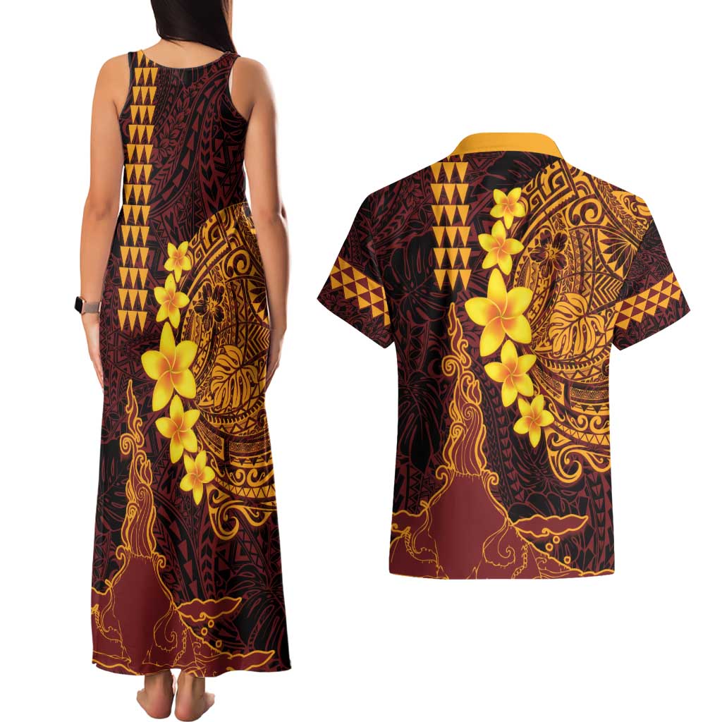 Hawaii Volcano Couples Matching Tank Maxi Dress and Hawaiian Shirt Polynesian and Kakau Pattern LT03 - Polynesian Pride