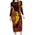 Hawaii Volcano Family Matching Long Sleeve Bodycon Dress and Hawaiian Shirt Polynesian and Kakau Pattern