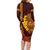 Hawaii Volcano Family Matching Long Sleeve Bodycon Dress and Hawaiian Shirt Polynesian and Kakau Pattern