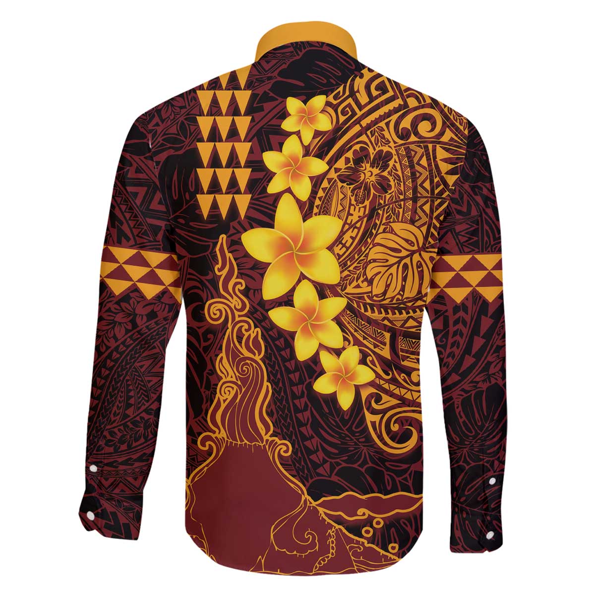 Hawaii Volcano Family Matching Off The Shoulder Long Sleeve Dress and Hawaiian Shirt Polynesian and Kakau Pattern LT03 - Polynesian Pride