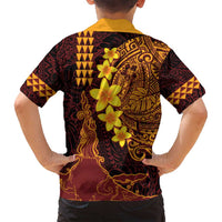 Hawaii Volcano Family Matching Off Shoulder Maxi Dress and Hawaiian Shirt Polynesian and Kakau Pattern LT03 - Polynesian Pride
