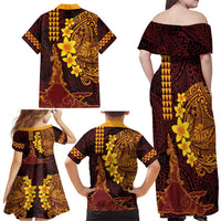 Hawaii Volcano Family Matching Off Shoulder Maxi Dress and Hawaiian Shirt Polynesian and Kakau Pattern LT03 - Polynesian Pride
