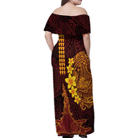 Hawaii Volcano Family Matching Off Shoulder Maxi Dress and Hawaiian Shirt Polynesian and Kakau Pattern LT03 - Polynesian Pride
