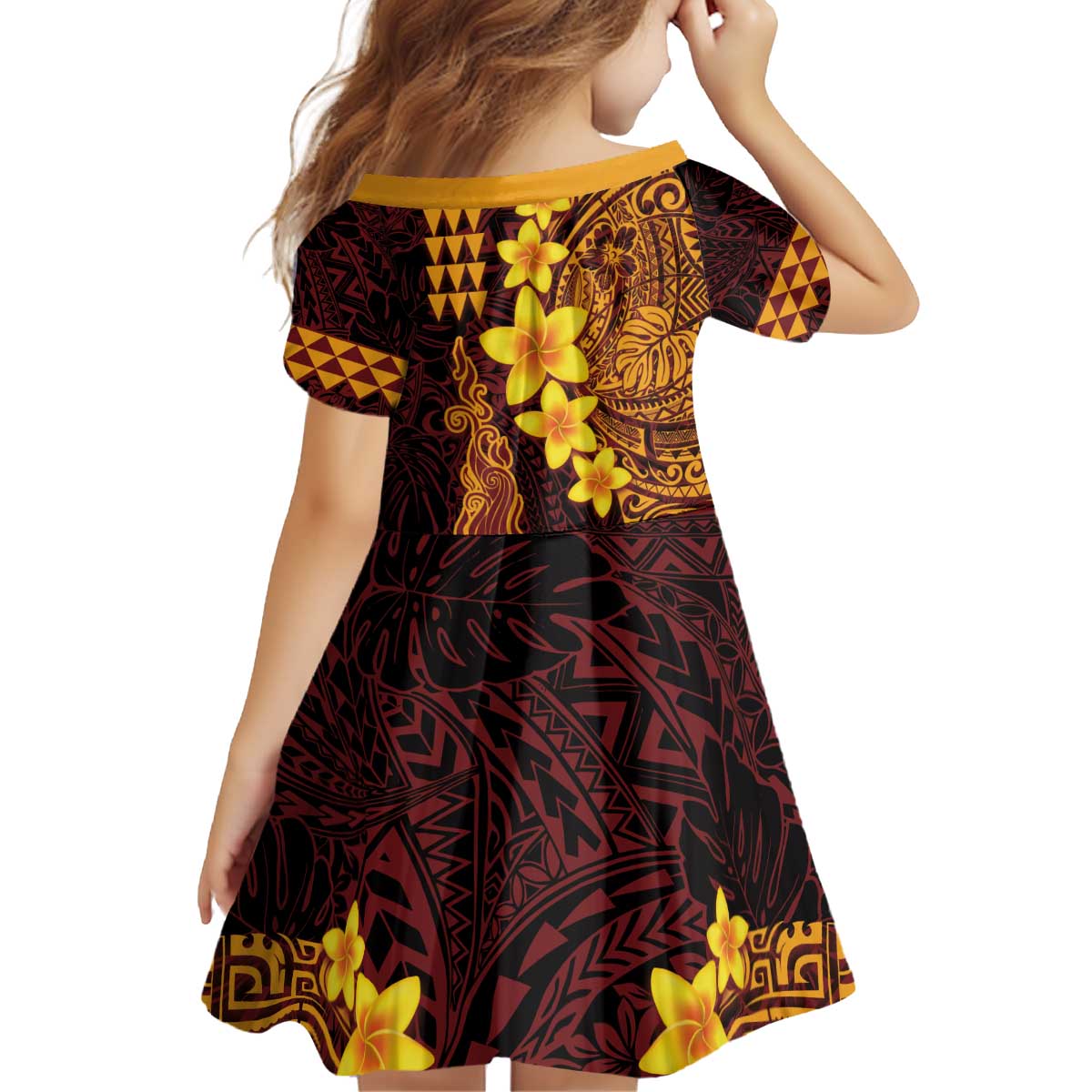 Hawaii Volcano Family Matching Off Shoulder Short Dress and Hawaiian Shirt Polynesian and Kakau Pattern LT03 - Polynesian Pride