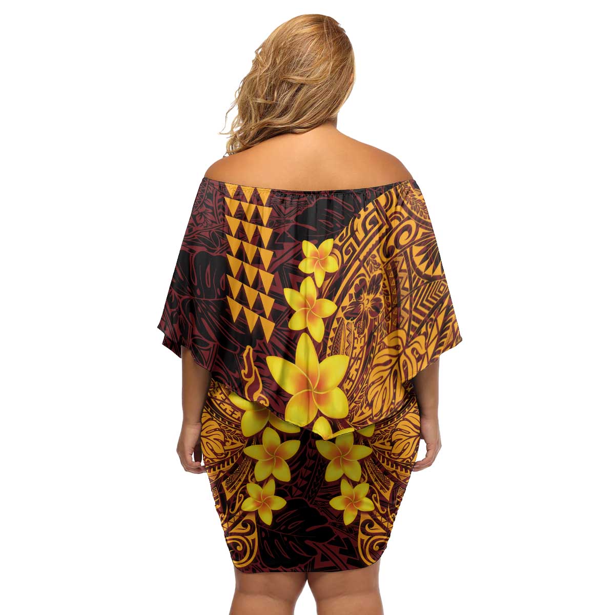 Hawaii Volcano Family Matching Off Shoulder Short Dress and Hawaiian Shirt Polynesian and Kakau Pattern LT03 - Polynesian Pride