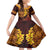 Hawaii Volcano Family Matching Short Sleeve Bodycon Dress and Hawaiian Shirt Polynesian and Kakau Pattern