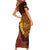 Hawaii Volcano Family Matching Short Sleeve Bodycon Dress and Hawaiian Shirt Polynesian and Kakau Pattern