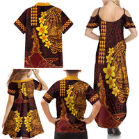 Hawaii Volcano Family Matching Summer Maxi Dress and Hawaiian Shirt Polynesian and Kakau Pattern LT03 - Polynesian Pride