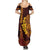 Hawaii Volcano Family Matching Summer Maxi Dress and Hawaiian Shirt Polynesian and Kakau Pattern