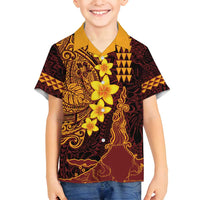 Hawaii Volcano Family Matching Summer Maxi Dress and Hawaiian Shirt Polynesian and Kakau Pattern LT03 Son's Shirt Red - Polynesian Pride