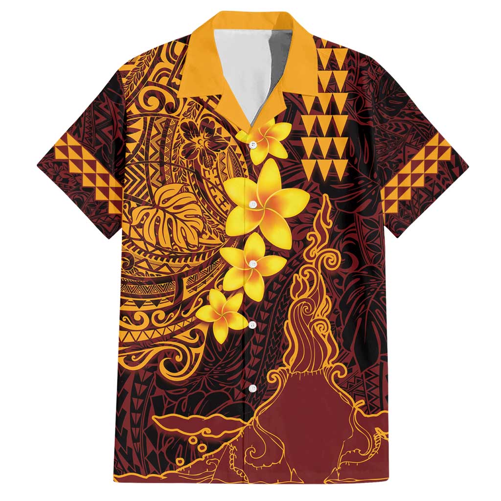 Hawaii Volcano Hawaiian Shirt Polynesian and Kakau Pattern LT03 Red - Polynesian Pride