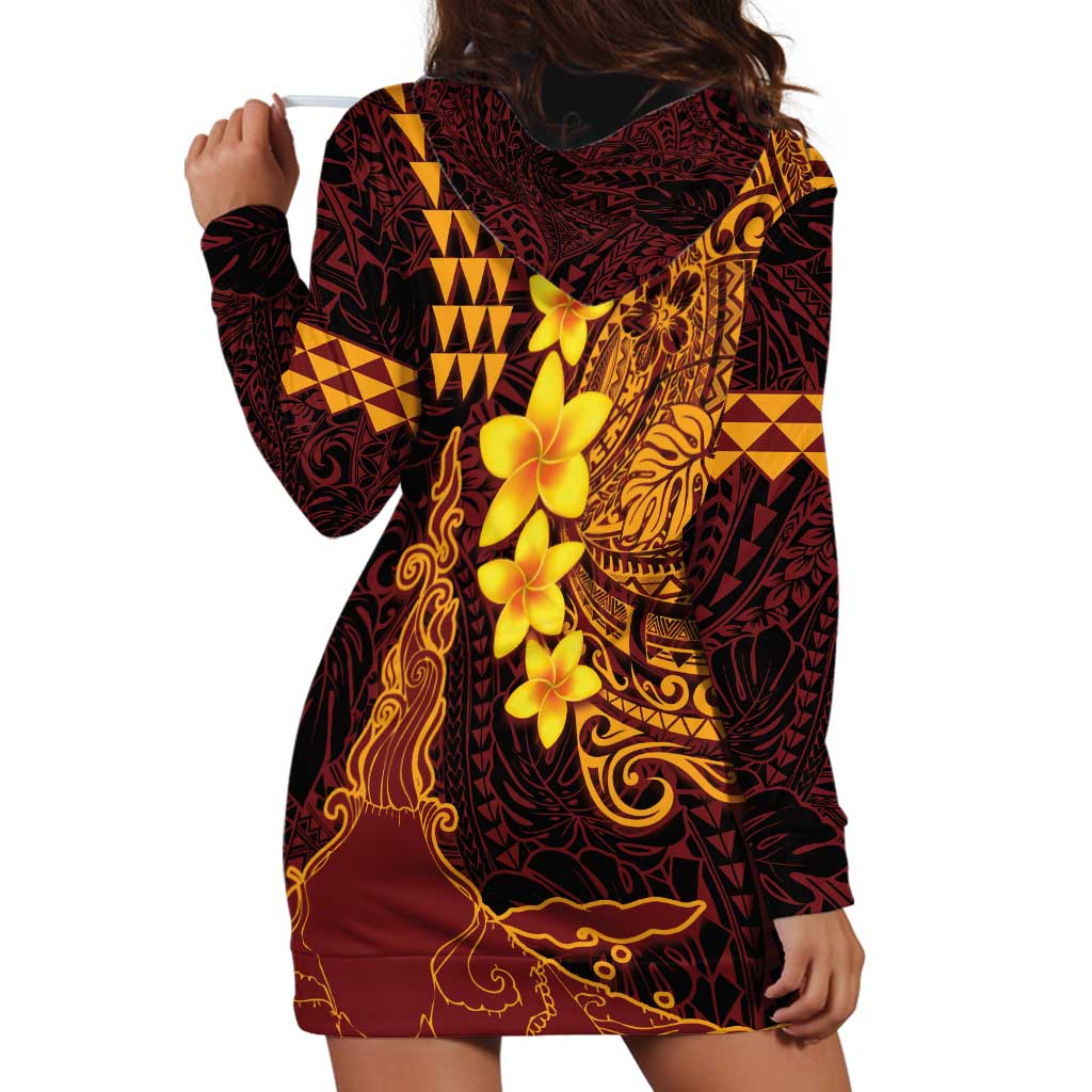 Hawaii Volcano Hoodie Dress Polynesian and Kakau Pattern LT03 - Polynesian Pride